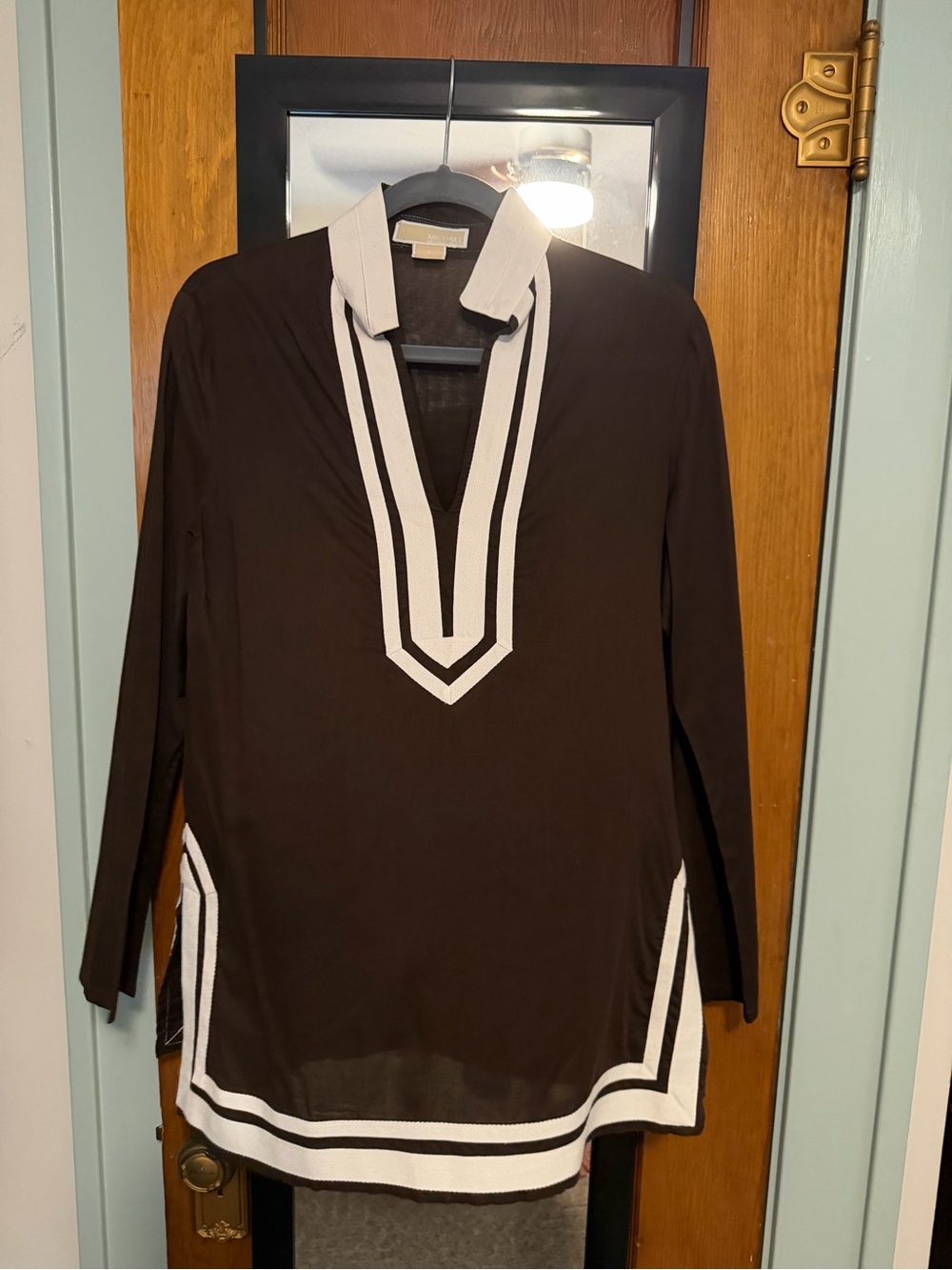 MICHAEL Michael Kors Brown Tunic with White Trim